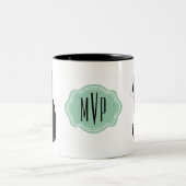 Monogram zwart Kat Kunst Nieuwe Kat Noir Steinlen Tweekleurige Koffiemok (Center)