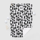 Monogram zwart kattekatroon golfhanddoek (Insitu)