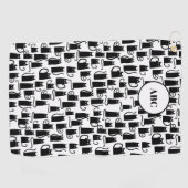 Monogram zwart kattekatroon golfhanddoek (Horizontaal)