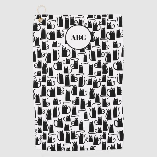 Monogram zwart kattekatroon golfhanddoek (Voorkant)