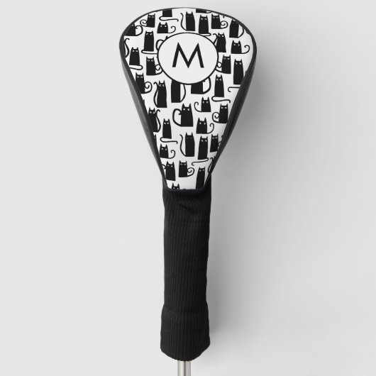 Monogram zwart kattekatroon golfheadcover (Voorkant)