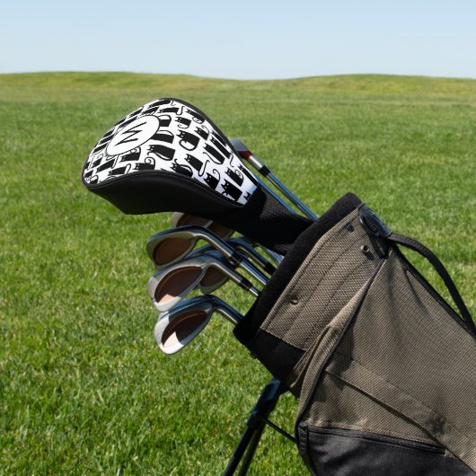 Monogram zwart kattekatroon golfheadcover (Insitu)
