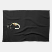 Monogram zwart keukenhanddoek huis cadeau (Horizontaal)
