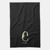 Monogram zwart keukenhanddoek huis cadeau (Verticaal)