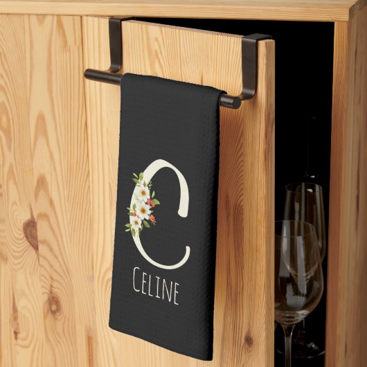Monogram zwart keukenhanddoek huis cadeau (Derde Gevouwen)