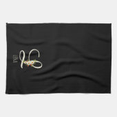 Monogram zwart keukenhanddoek huis cadeau (Horizontaal)
