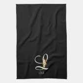 Monogram zwart keukenhanddoek huis cadeau (Verticaal)