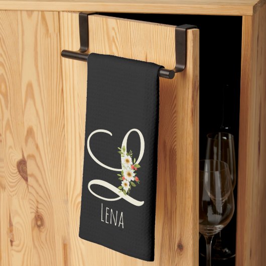 Monogram zwart keukenhanddoek huis cadeau (Derde Gevouwen)