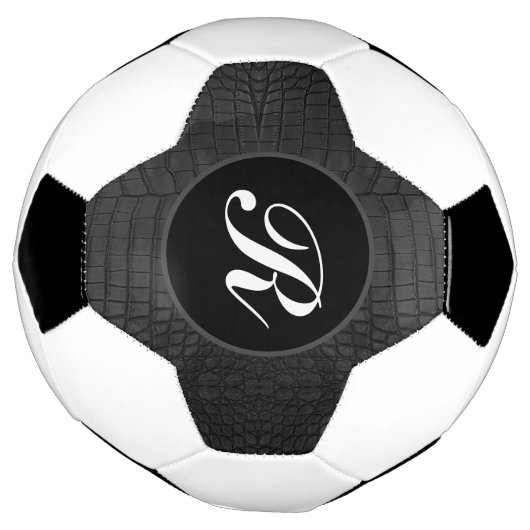 Monogram zwart krokodil lederen print voetbal (Gedraaid)