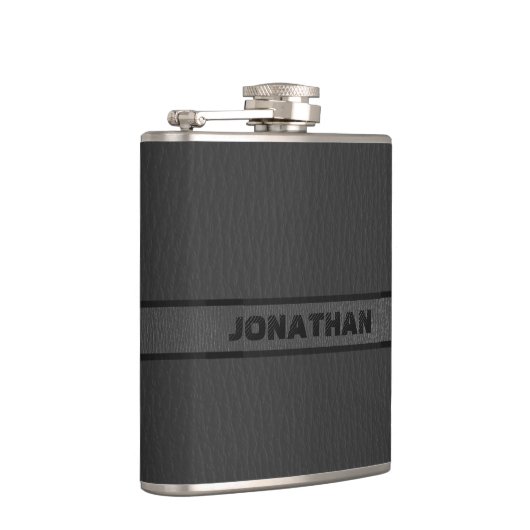 Monogram zwart leder heupfles (Rechts)