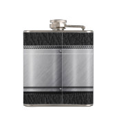 Monogram zwart leder Kijk Roestvrij stalen kolf Heupfles (Achterkant)