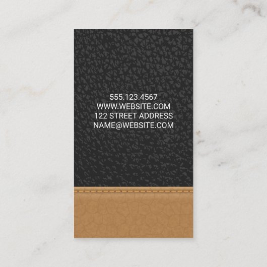 Monogram zwart leer | gestikt visitekaartje (Achterkant)