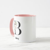 Monogram Zwart Letter Waterverf Bloemen Mok (Voorkant links)