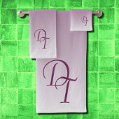 Monogram - zwart magenta ombre bad handdoek