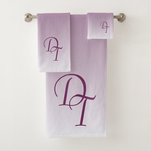 Monogram - zwart magenta ombre bad handdoek (Insitu)