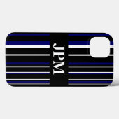 Monogram Zwart, Marineblauw, Witte Barcode Streep Case-Mate iPhone Case (Achterkant (horizontaal))