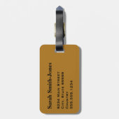 Monogram Zwart Matte Gouden Barcode Cirkelstreep Bagagelabel (Achterkant verticaal)