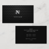 Monogram zwart met Chevron Pattern Visitekaartje (Voorkant / Achterkant)