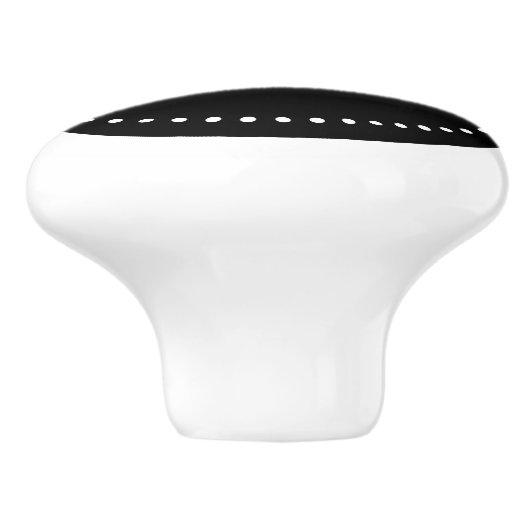 Monogram zwart met Stippen, Script Font Keramische Knop (Zijkant)