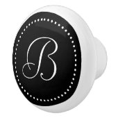 Monogram zwart met Stippen, Script Font Keramische Knop (Rechts)