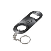 Monogram zwart metaal geometrisch ontwerp mini flessenopener (Achterkant Gekanteld)