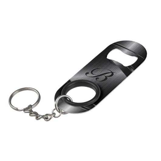 Monogram zwart metaal geometrisch ontwerp mini flessenopener (Voorkant Gekanteld)