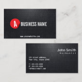 Monogram zwart metaal rood etiket Mechanisch Visitekaartje (Voorkant / Achterkant)