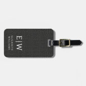 Monogram Zwart Metallic Elegant Honingraat Bagagelabel (Voorkant horizontaal)