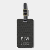 Monogram Zwart Metallic Elegant Honingraat Bagagelabel (Voorkant verticaal)
