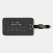 Monogram zwart metallic elegant patroon bagagelabel (Achterkant horizontaal)