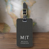 Monogram zwart metallic elegant patroon bagagelabel