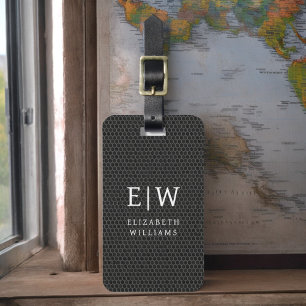 Monogram Zwart Metallic Elegante Honingraat Bagagelabel