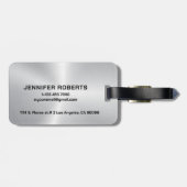 Monogram, Zwart Metallic Zilveren Patroon Ontwerp Bagagelabel (Achterkant horizontaal)