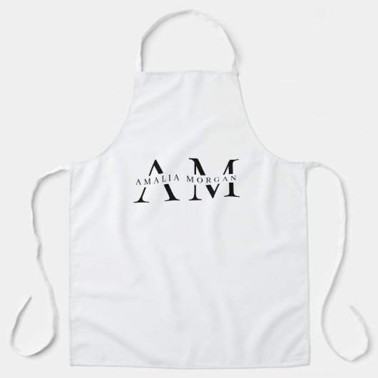 Monogram zwart minimaal schort (Voorkant)