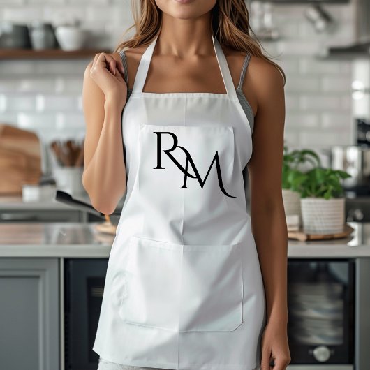 Monogram zwart minimaal schort