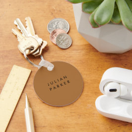 Monogram zwart minimalistisch bruin sleutelhanger