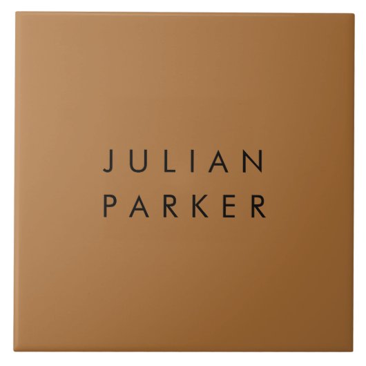 Monogram zwart minimalistisch bruin tegeltje (Voorkant)