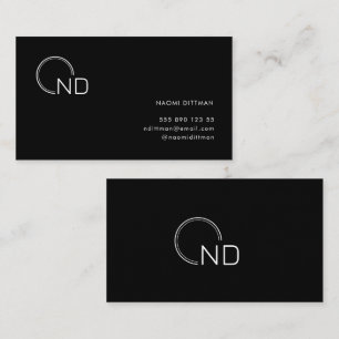 Monogram zwart minimalistisch persoonlijk Visiteka Visitekaartje