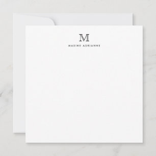 Monogram Zwart Minimalistische Klassieker Formeel Notitiekaartje