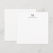 Monogram Zwart Minimalistische Klassieker Formeel  Notitiekaartje (Voorkant / Achterkant)