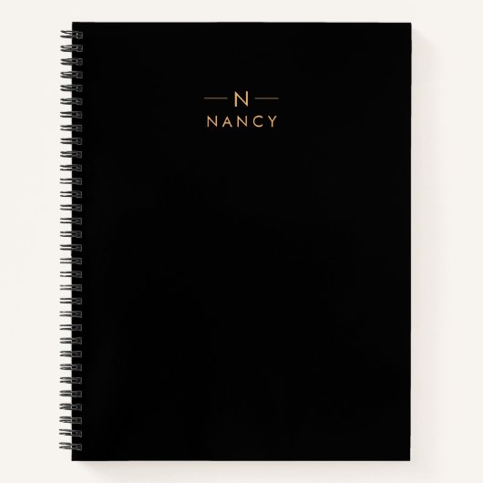 Monogram zwart, modern minimalistisch elegant notitieboek (Voorkant)