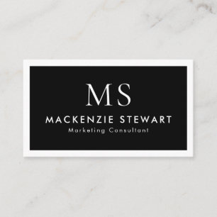 Monogram Zwart Modern Minimalistisch Elegant Visitekaartje