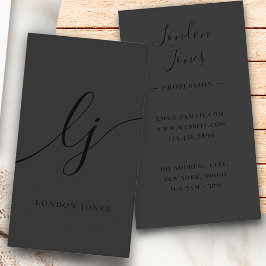 Monogram Zwart Moderne Kalligrafie Initialen Elega Visitekaartje