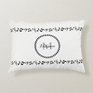Monogram zwart Muzieknoten accent kussen