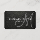 Monogram Zwart olijf Lederen Look Visitekaartje (Voorkant)