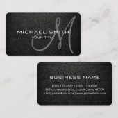 Monogram Zwart olijf Lederen Look Visitekaartje (Voorkant / Achterkant)