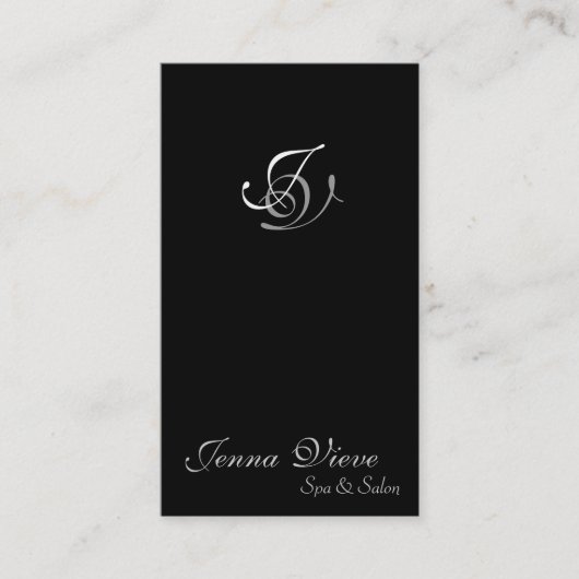 Monogram zwart op Salon Visitekaartje en zilver (Voorkant)