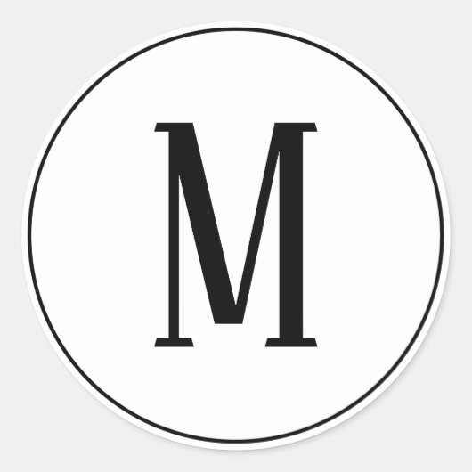 Monogram zwart op witte ronde sticker (Voorkant)