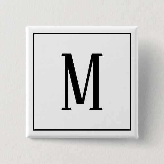 Monogram zwart op witte vierkante knop button 5,1 cm (Voorkant)