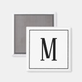 Monogram zwart op witte vierkante magneet (Voorkant / Achterkant)